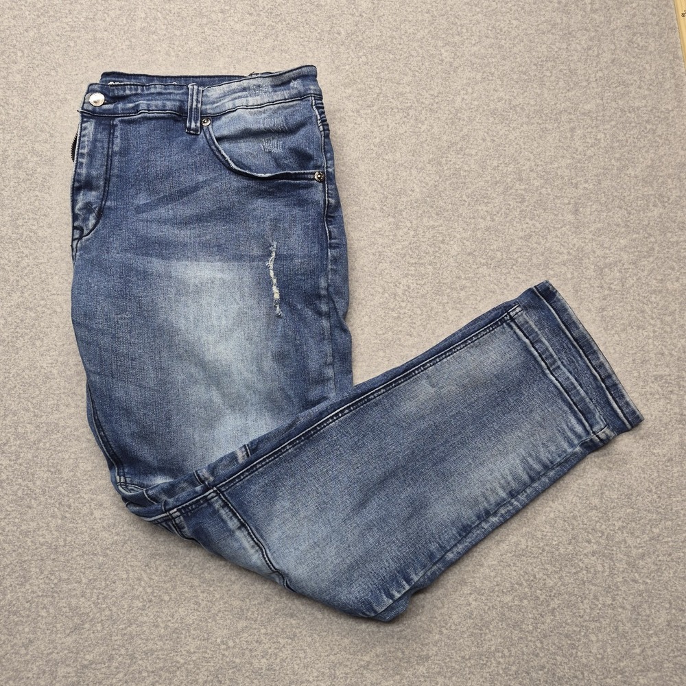 Vintage Kilogram Jeans Mens 44 Blue Distressed Stretch Denim Streetwear Urban
